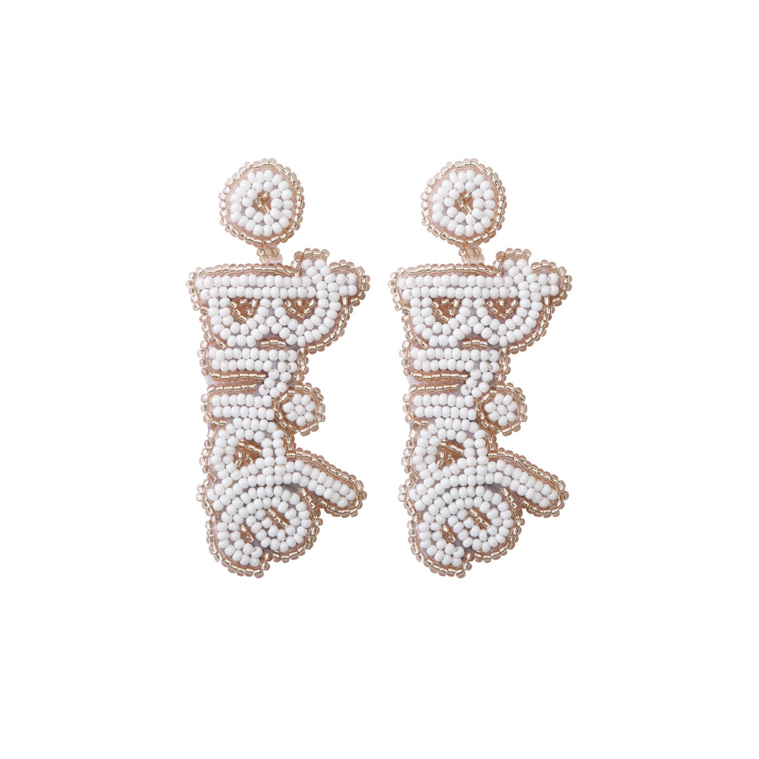 Wholesale Christmas Rice Bead Countryside Style Exaggerated Lightweight Holiday Hand Woven Earrings
